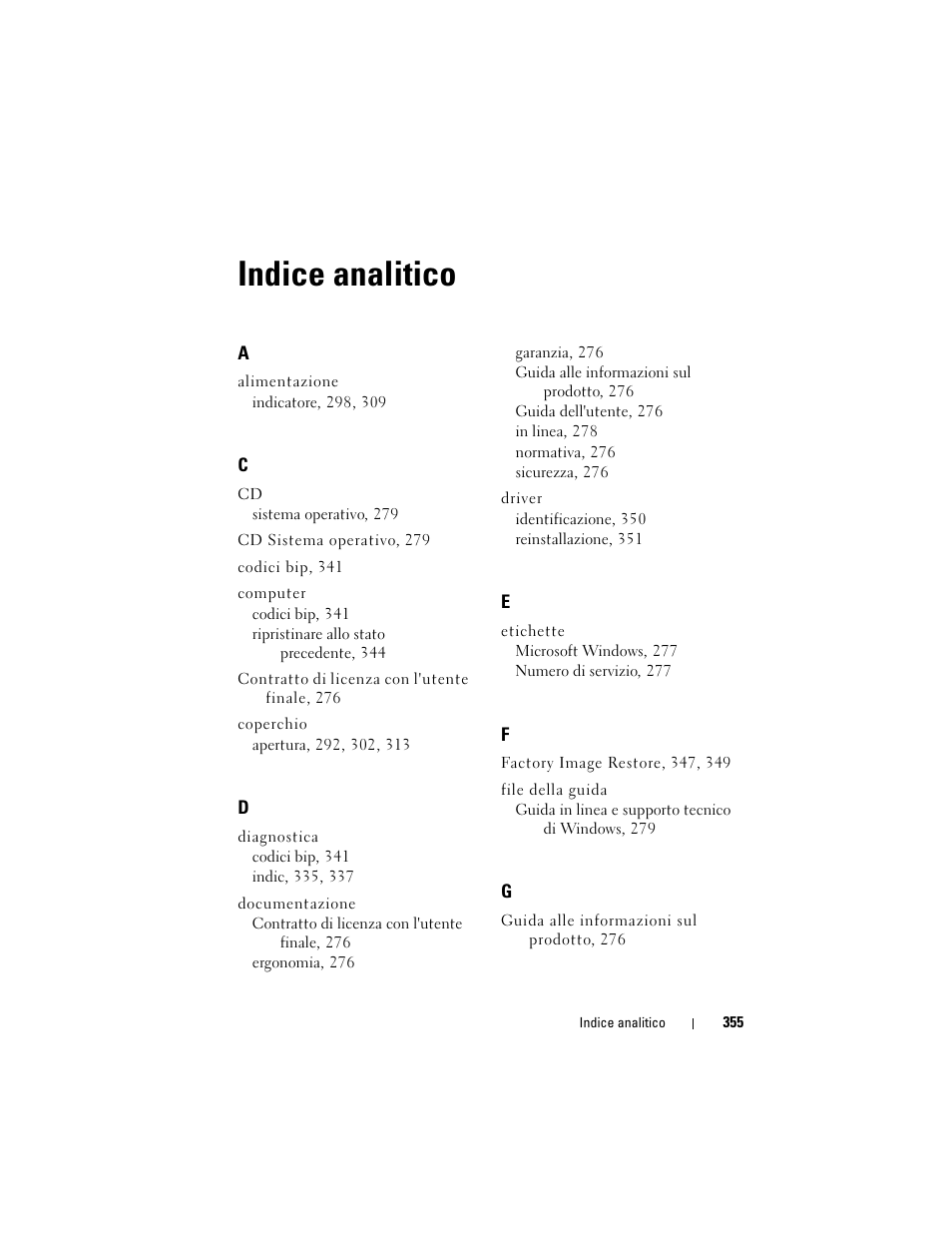 Indice analitico | Dell OptiPlex 755 User Manual | Page 355 / 528