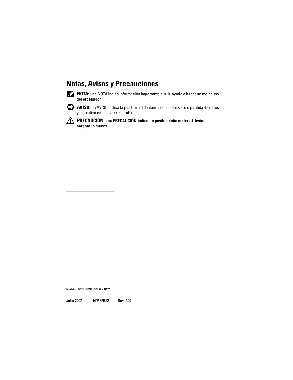 Notas, avisos y precauciones | Dell OptiPlex 755 User Manual | Page 360 / 528