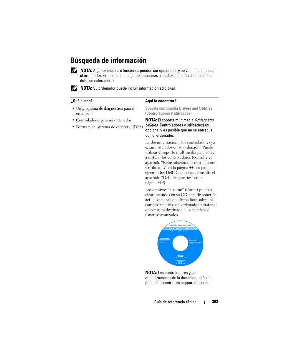 Búsqueda de información | Dell OptiPlex 755 User Manual | Page 363 / 528