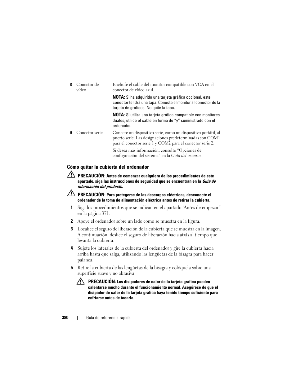 Cómo quitar la cubierta del ordenador | Dell OptiPlex 755 User Manual | Page 380 / 528