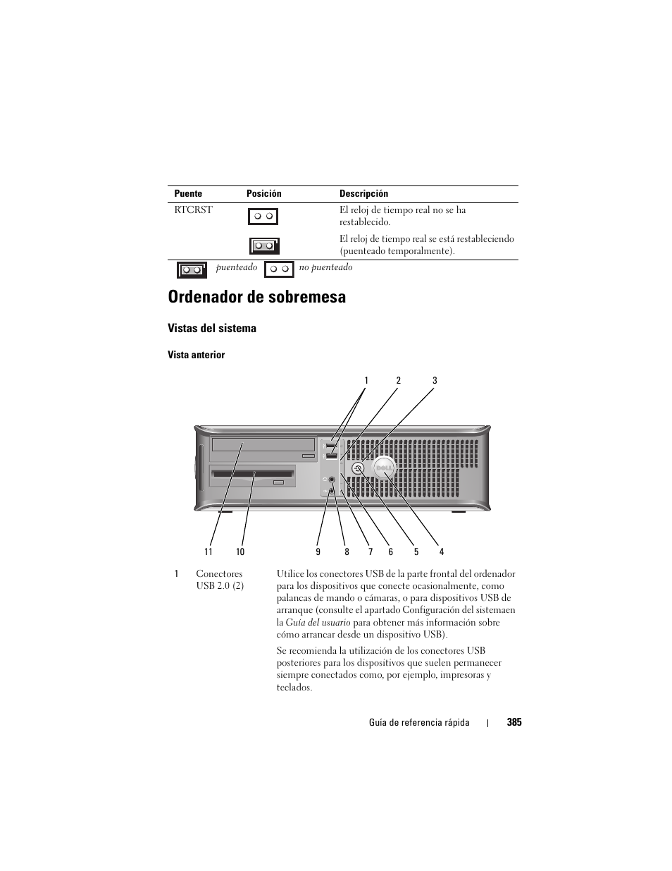 Ordenador de sobremesa, Vistas del sistema | Dell OptiPlex 755 User Manual | Page 385 / 528