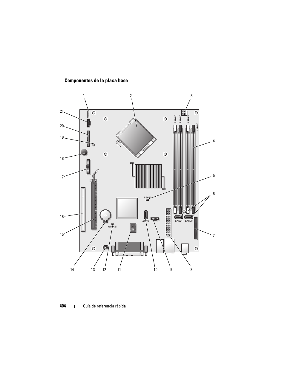 Componentes de la placa base | Dell OptiPlex 755 User Manual | Page 404 / 528