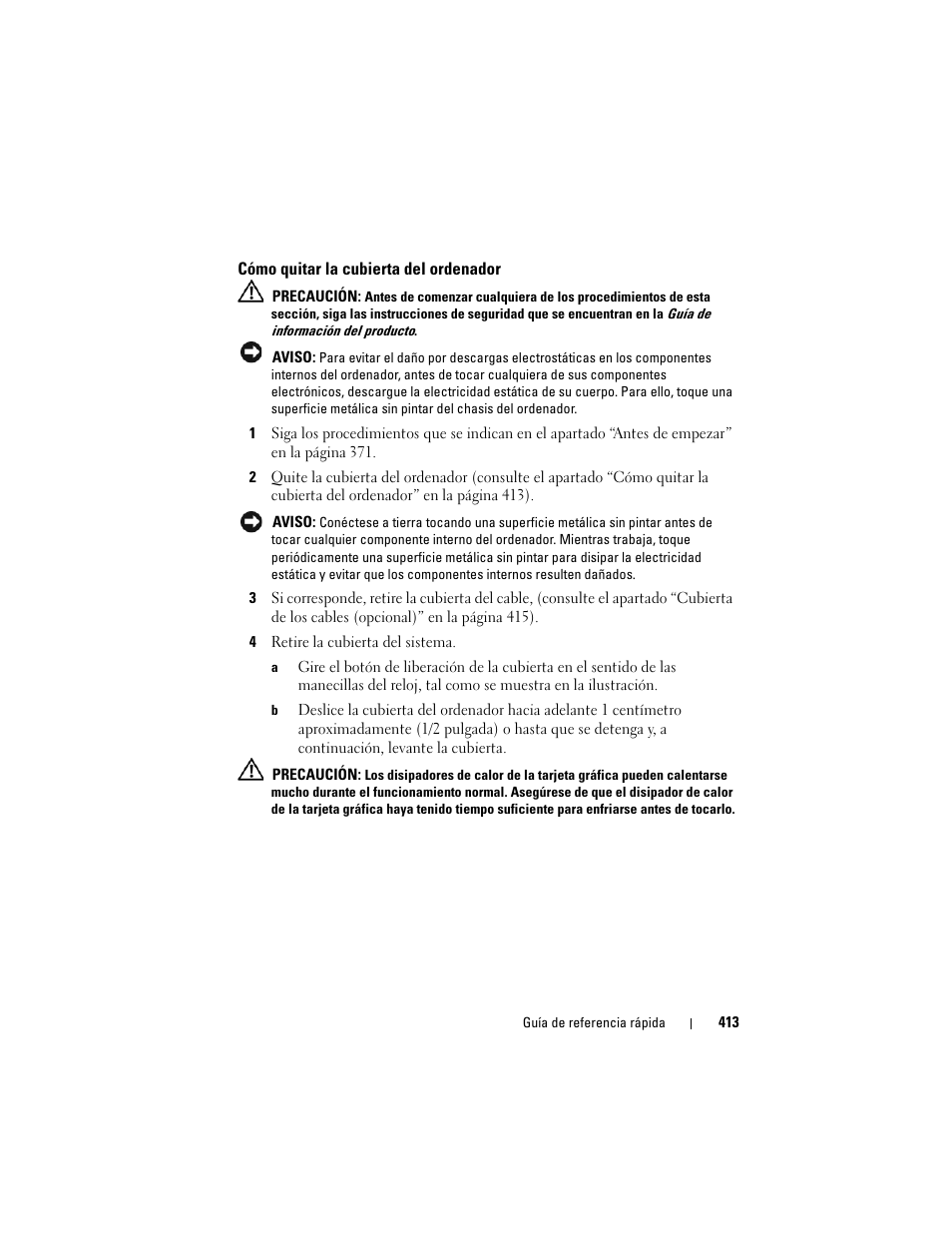 Cómo quitar la cubierta del ordenador | Dell OptiPlex 755 User Manual | Page 413 / 528