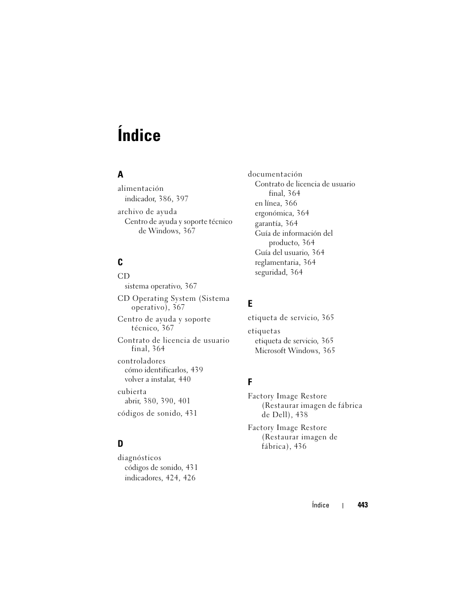 Índice | Dell OptiPlex 755 User Manual | Page 443 / 528