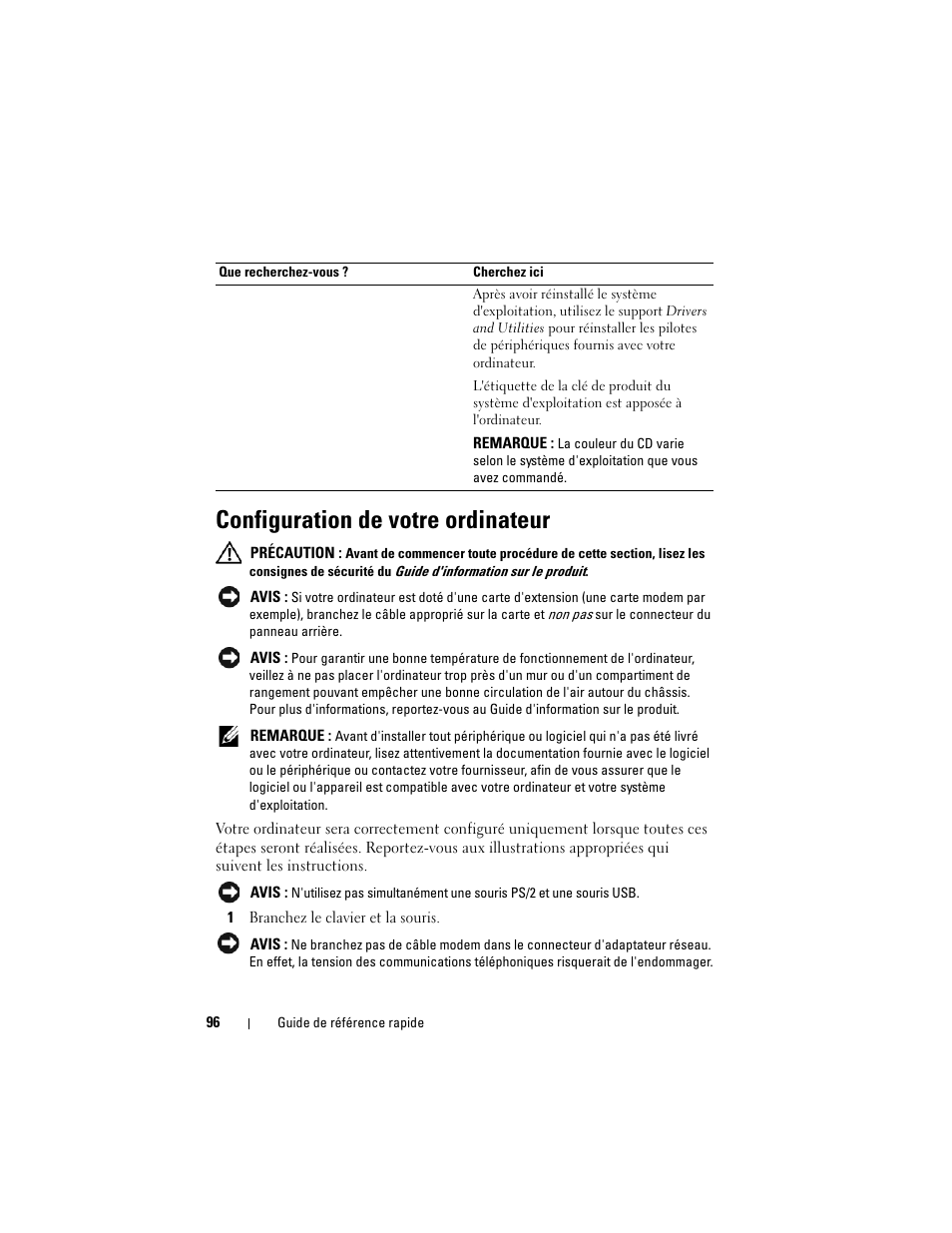 Configuration de votre ordinateur | Dell OptiPlex 755 User Manual | Page 96 / 528