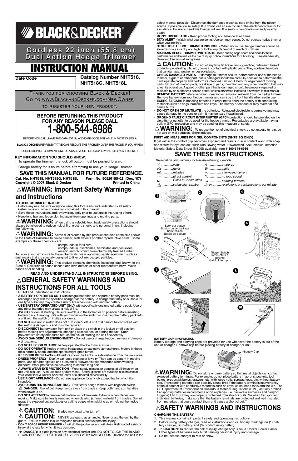 Black & Decker NHT518 User Manual | 2 pages