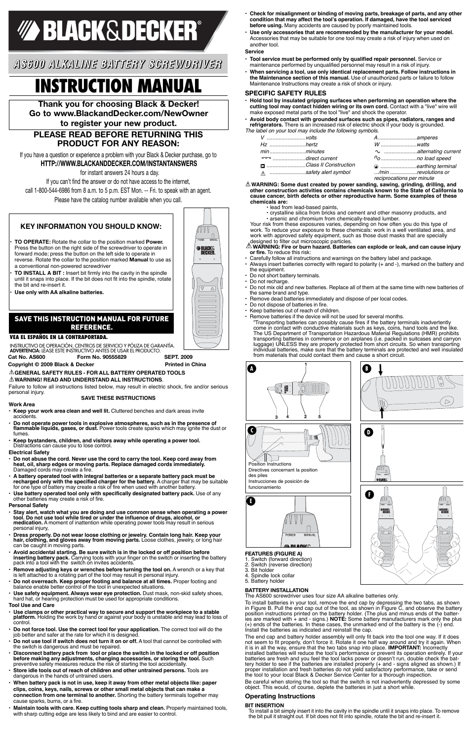 Black & Decker 90555829 User Manual | 4 pages
