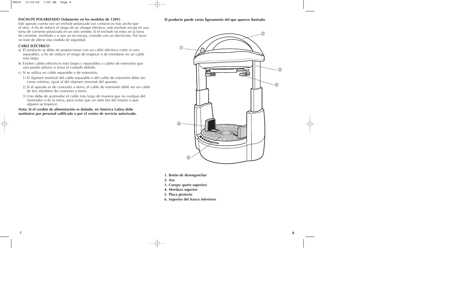 Black & Decker JW250 User Manual | Page 5 / 11