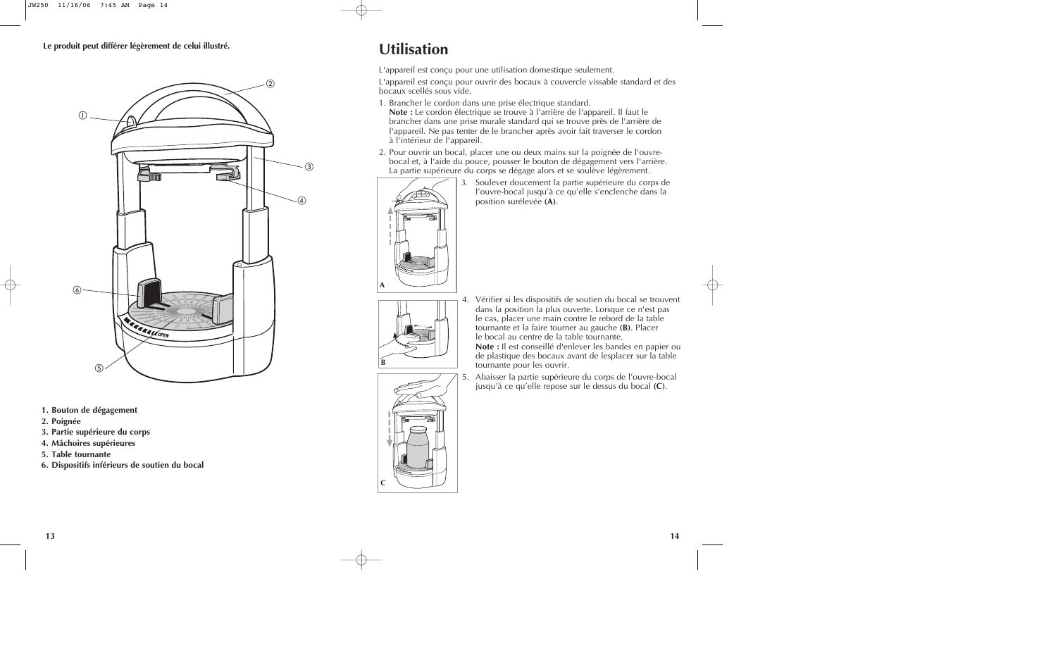 Utilisation | Black & Decker JW250 User Manual | Page 8 / 11