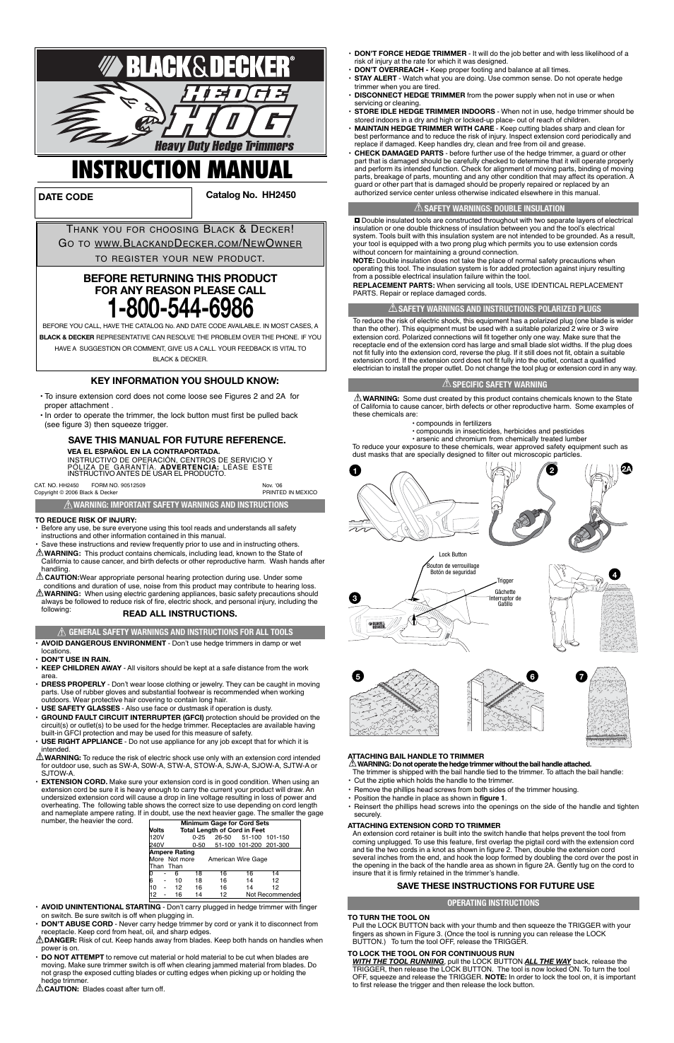 Black & Decker HEDGE DOG HH2450 User Manual | 4 pages