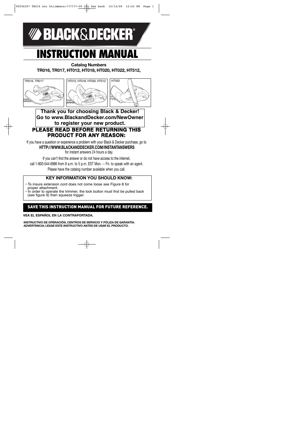 Black & Decker HT022 User Manual | 24 pages