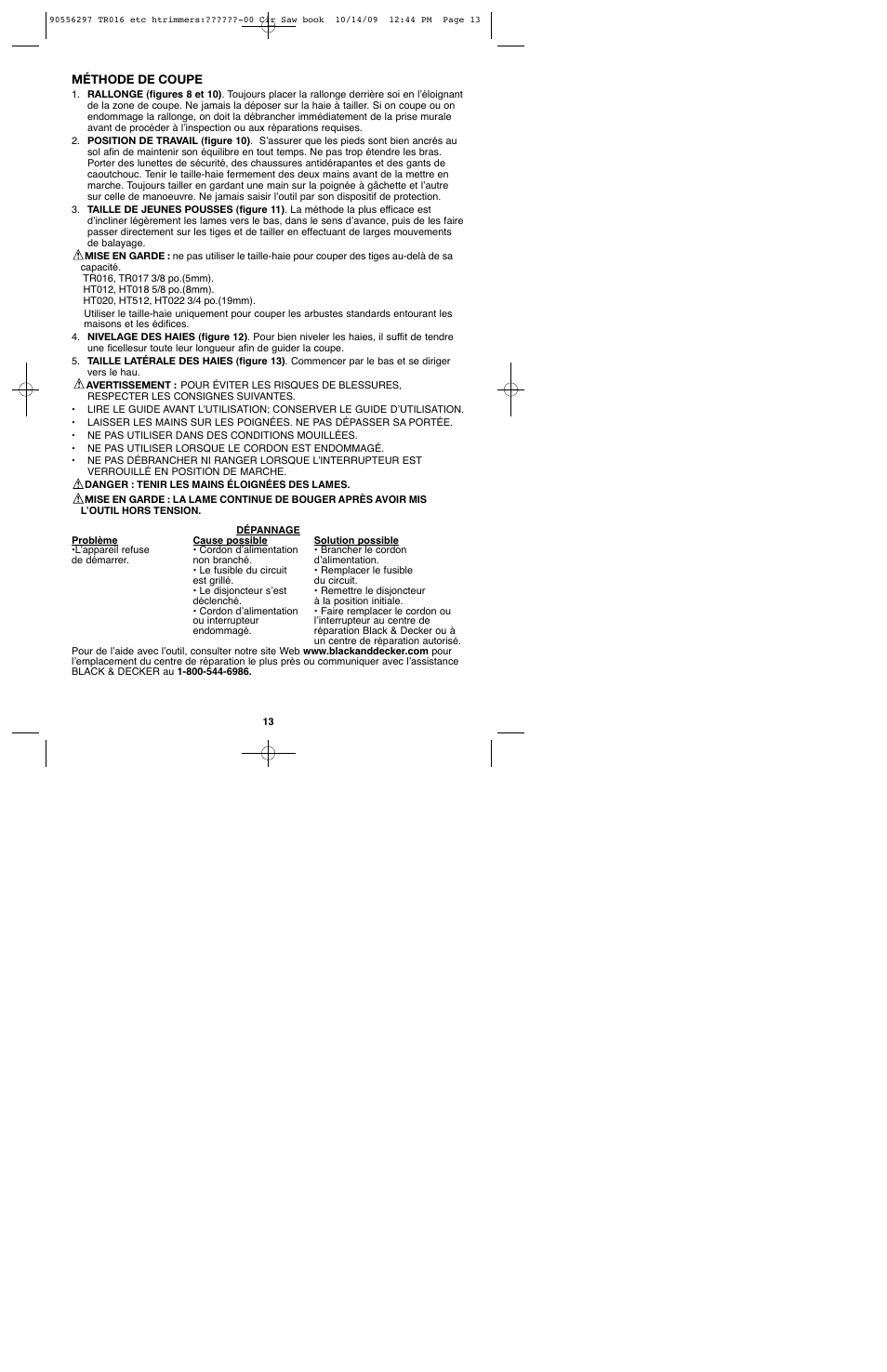 Black & Decker HT022 User Manual | Page 13 / 24