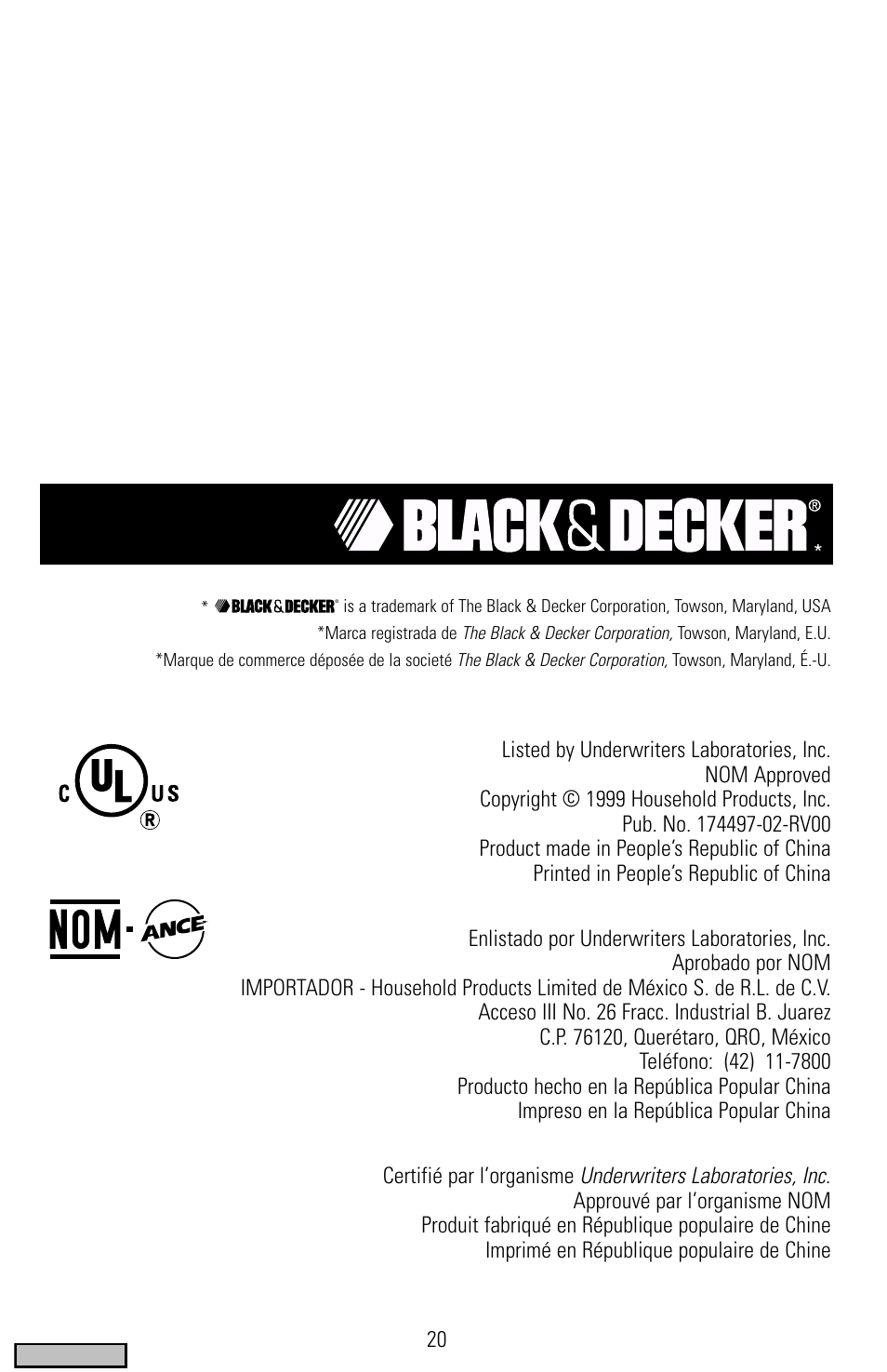 Black & Decker IG200 Series User Manual | Page 20 / 20