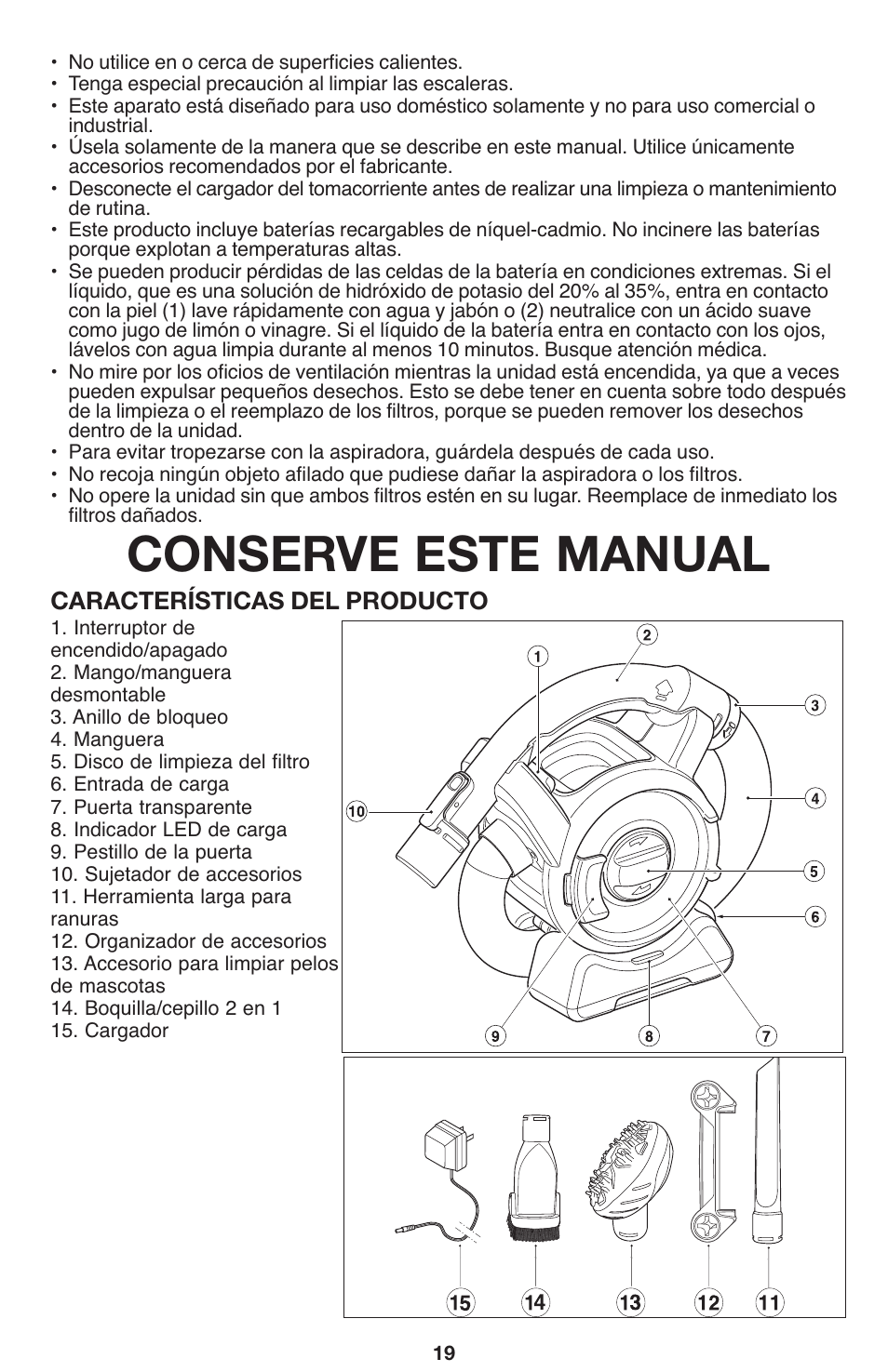 Conserve este manual, Características del producto | Black & Decker 90564858 User Manual | Page 19 / 28