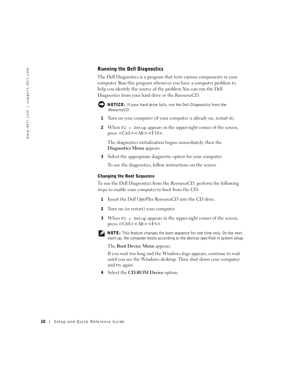 Running the dell diagnostics | Dell OptiPlex GX240 User Manual | Page 12 / 86