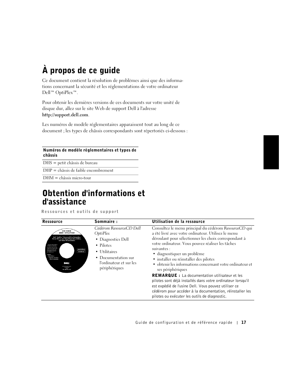 À propos de ce guide, Obtention d'informations et d'assistance, Français | Obtention d'informations et d'assistance | Dell OptiPlex GX240 User Manual | Page 19 / 86