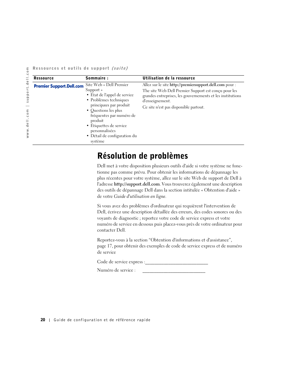 Résolution de problèmes | Dell OptiPlex GX240 User Manual | Page 22 / 86