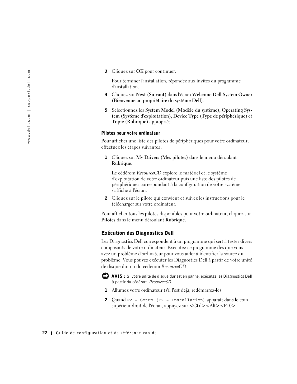 Exécution des diagnostics dell | Dell OptiPlex GX240 User Manual | Page 24 / 86