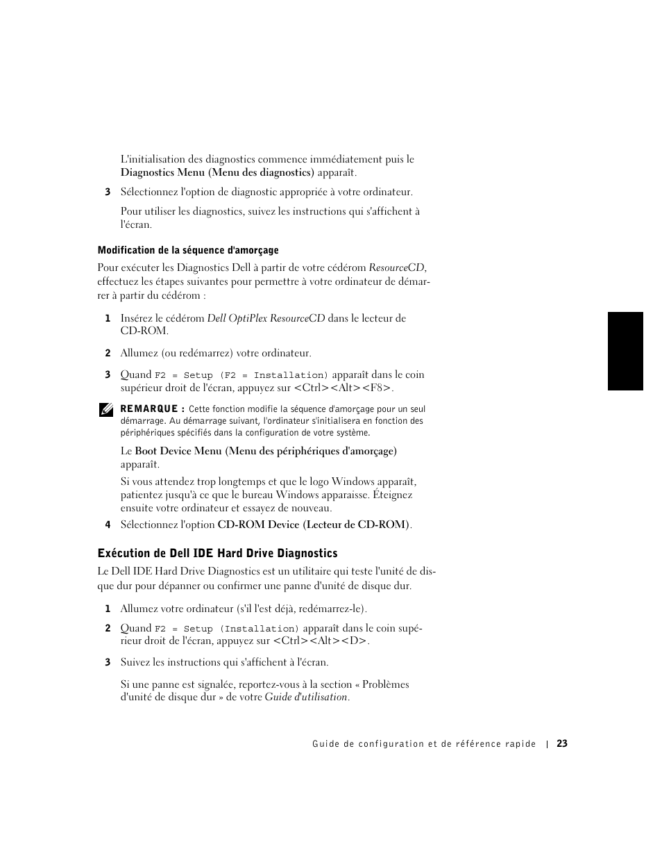 Exécution de dell ide hard drive diagnostics | Dell OptiPlex GX240 User Manual | Page 25 / 86