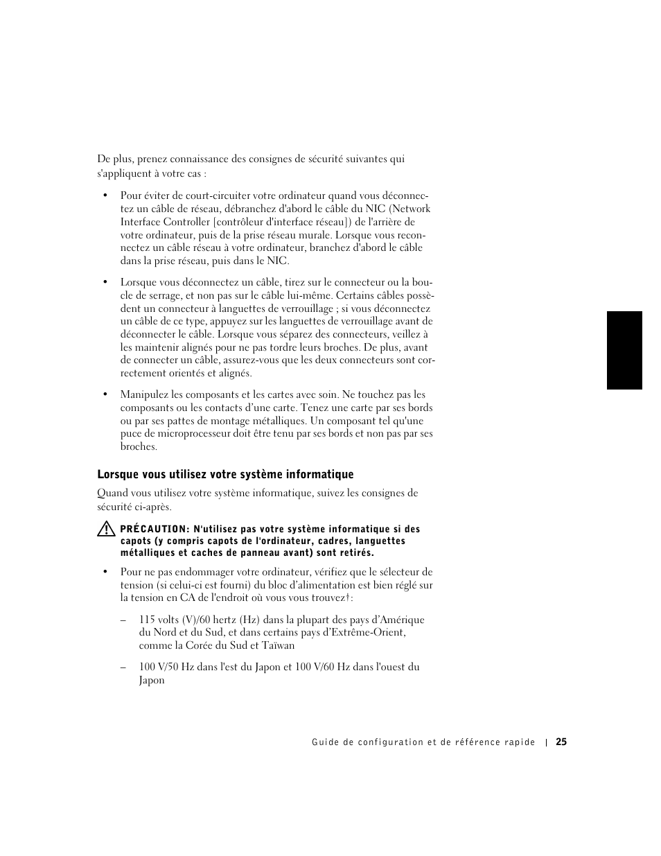 Lorsque vous utilisez votre système informatique | Dell OptiPlex GX240 User Manual | Page 27 / 86