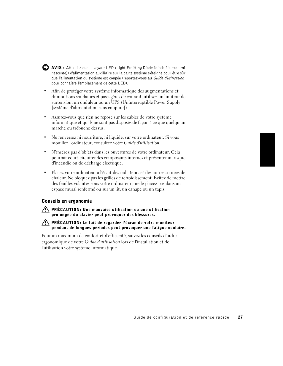 Conseils en ergonomie | Dell OptiPlex GX240 User Manual | Page 29 / 86