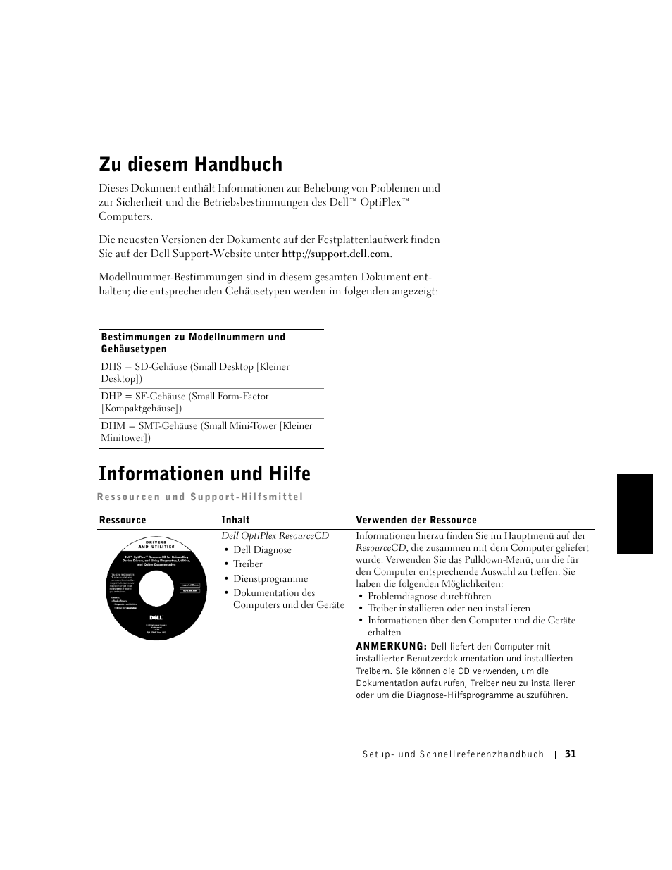 Zu diesem handbuch, Informationen und hilfe, Deutsch | Dell OptiPlex GX240 User Manual | Page 33 / 86