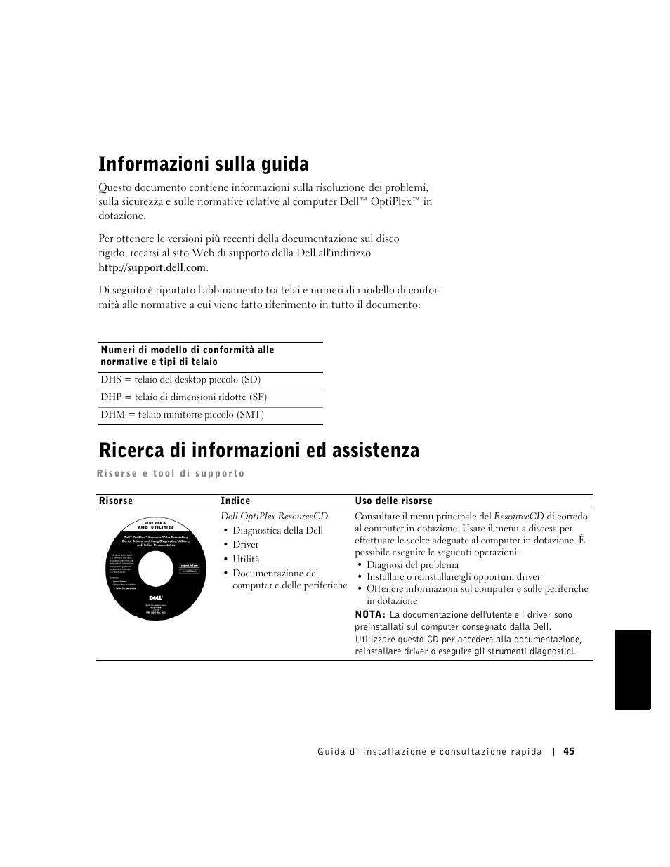 Informazioni sulla guida, Ricerca di informazioni ed assistenza, Italiano | Dell OptiPlex GX240 User Manual | Page 47 / 86
