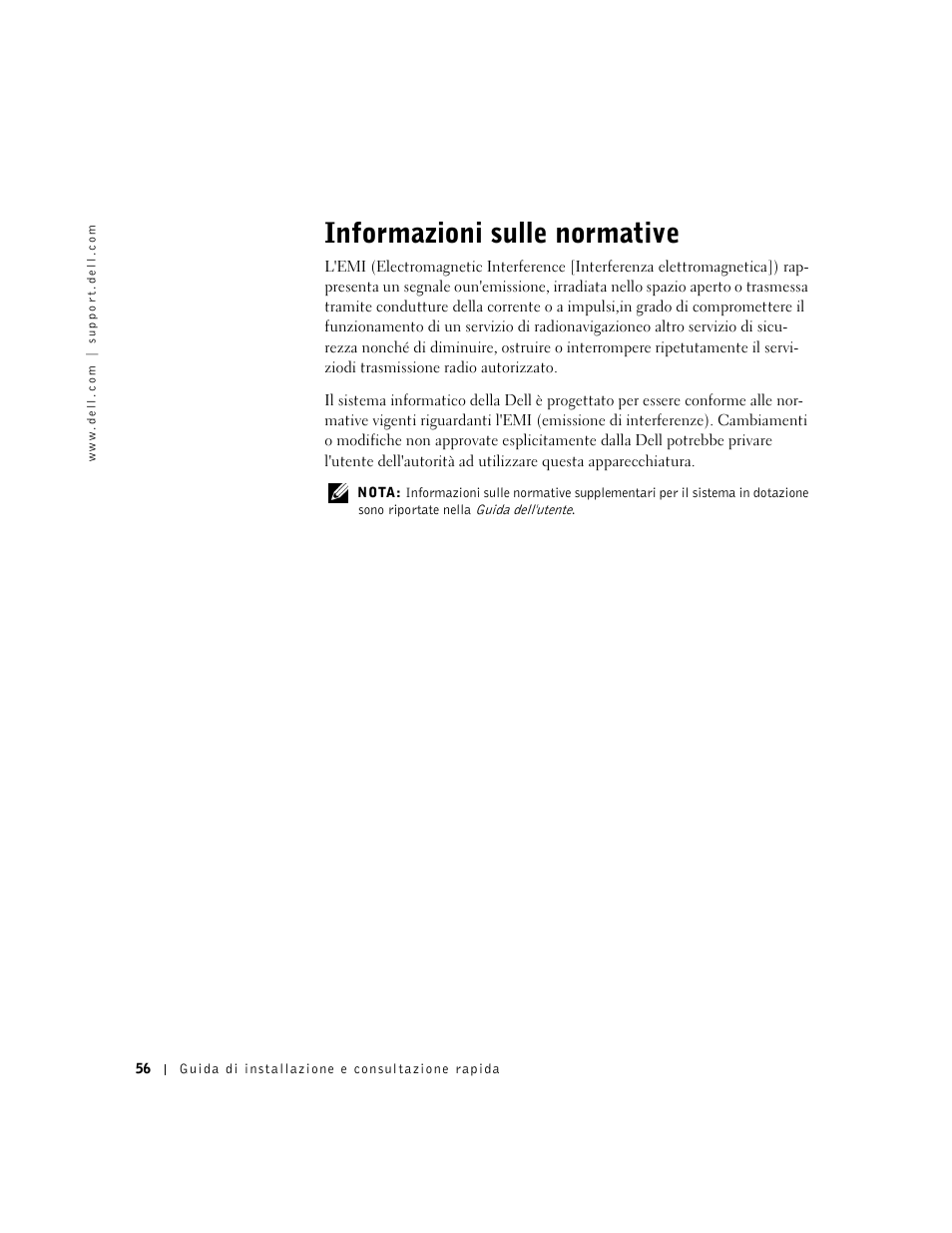 Informazioni sulle normative | Dell OptiPlex GX240 User Manual | Page 58 / 86