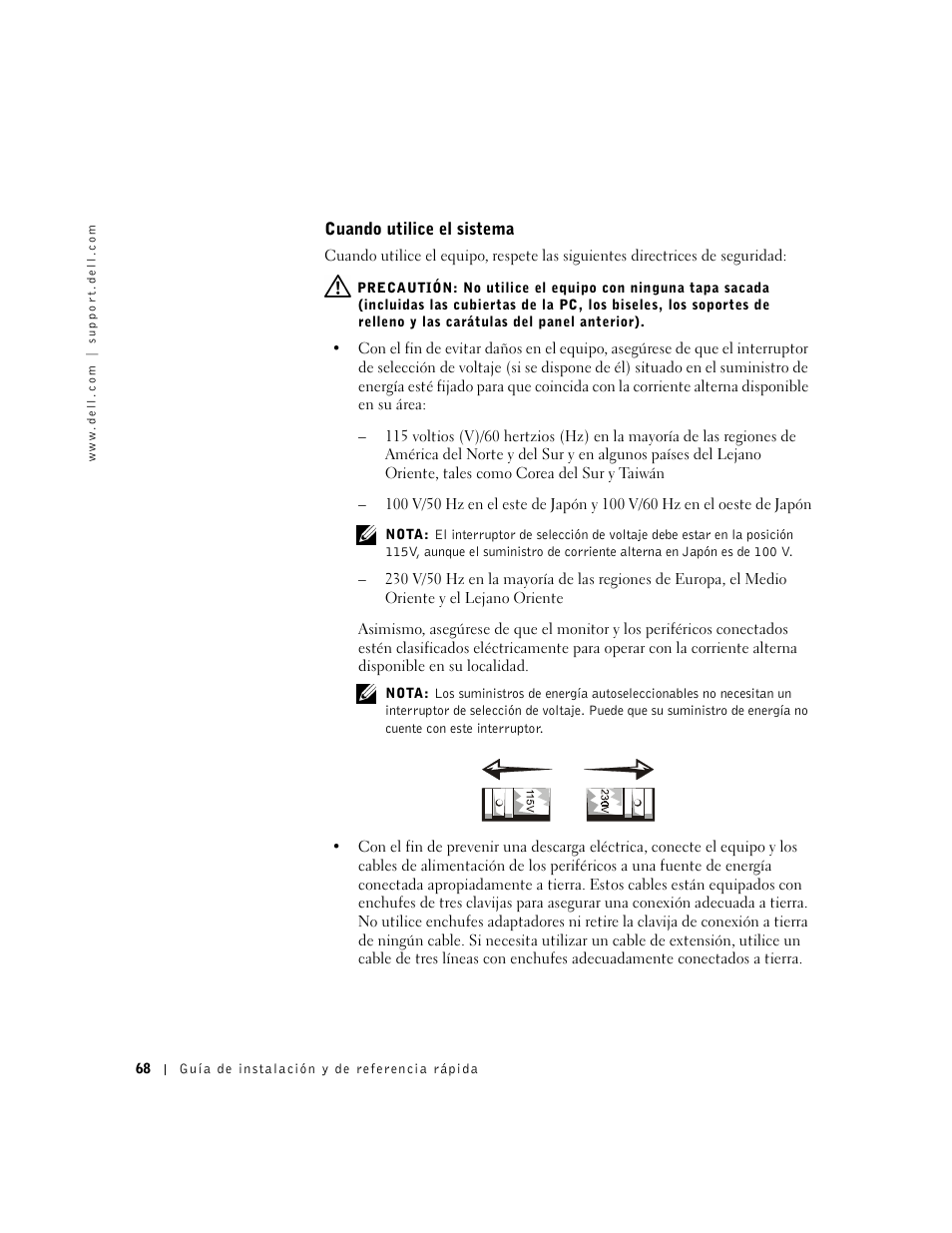 Cuando utilice el sistema | Dell OptiPlex GX240 User Manual | Page 70 / 86