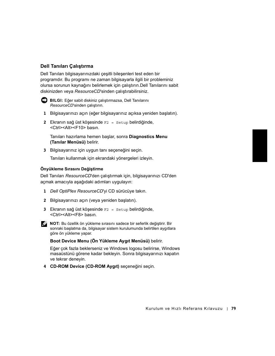 Dell tanıları çalıştırma | Dell OptiPlex GX240 User Manual | Page 81 / 86