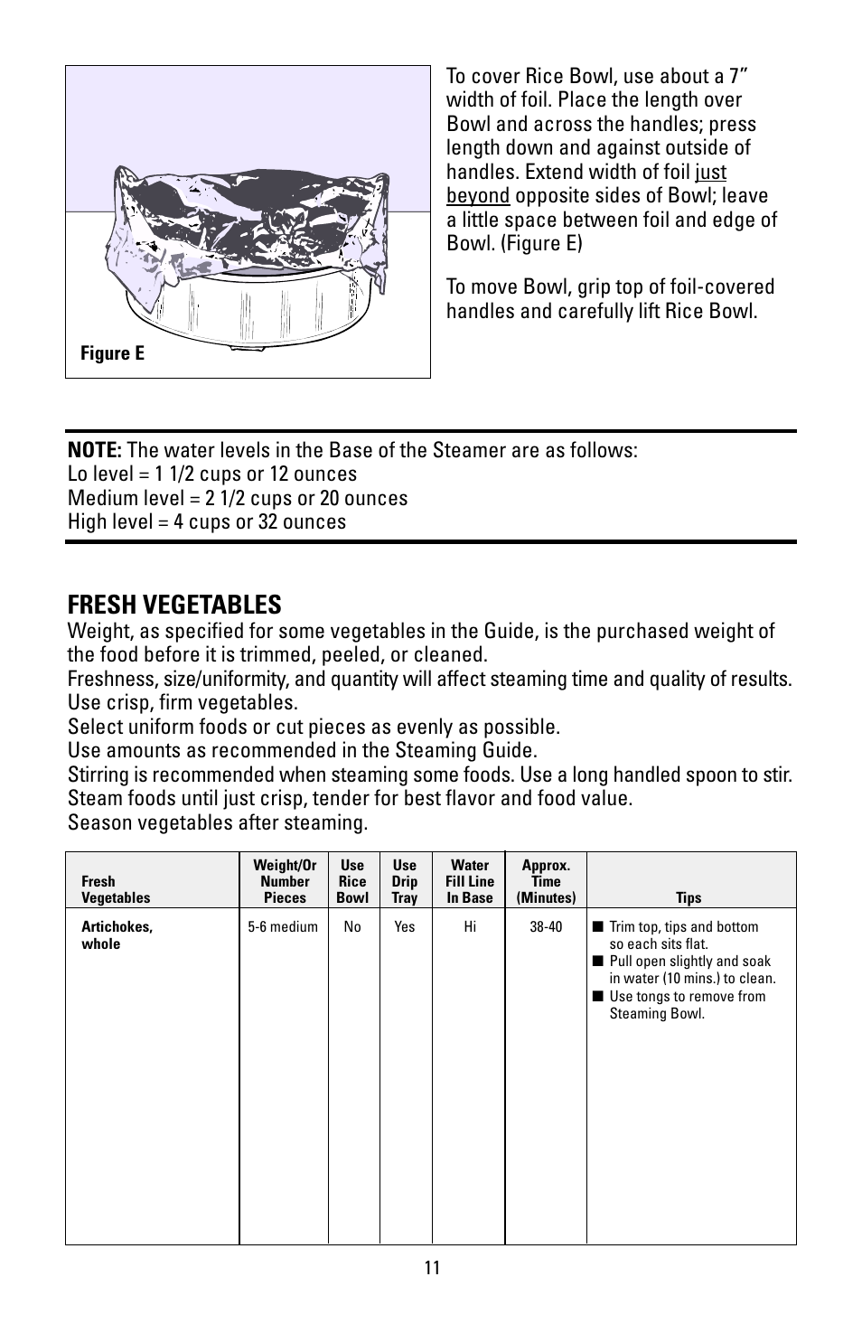 Fresh vegetables | Black & Decker HS90 User Manual | Page 11 / 30