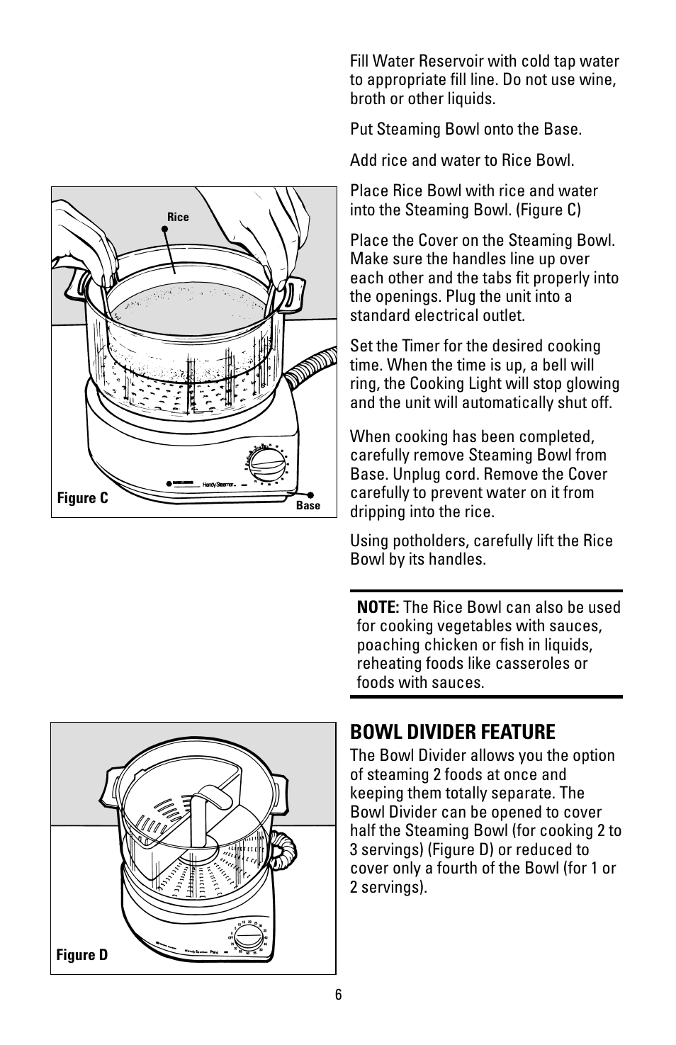 Bowl divider feature | Black & Decker HS90 User Manual | Page 6 / 30