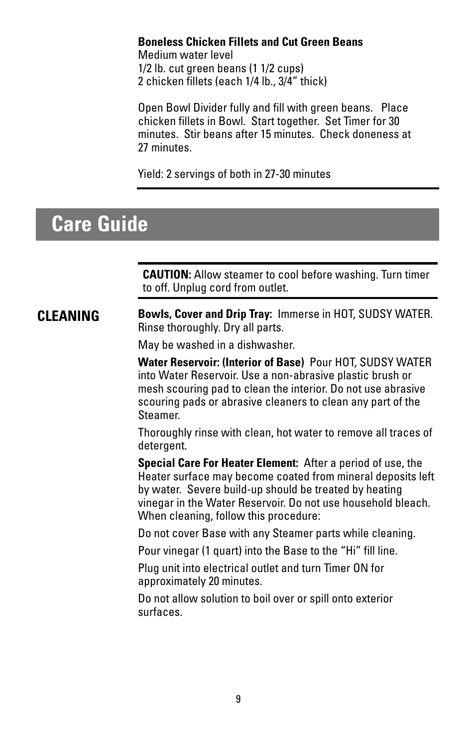 Care guide | Black & Decker HS90 User Manual | Page 9 / 30