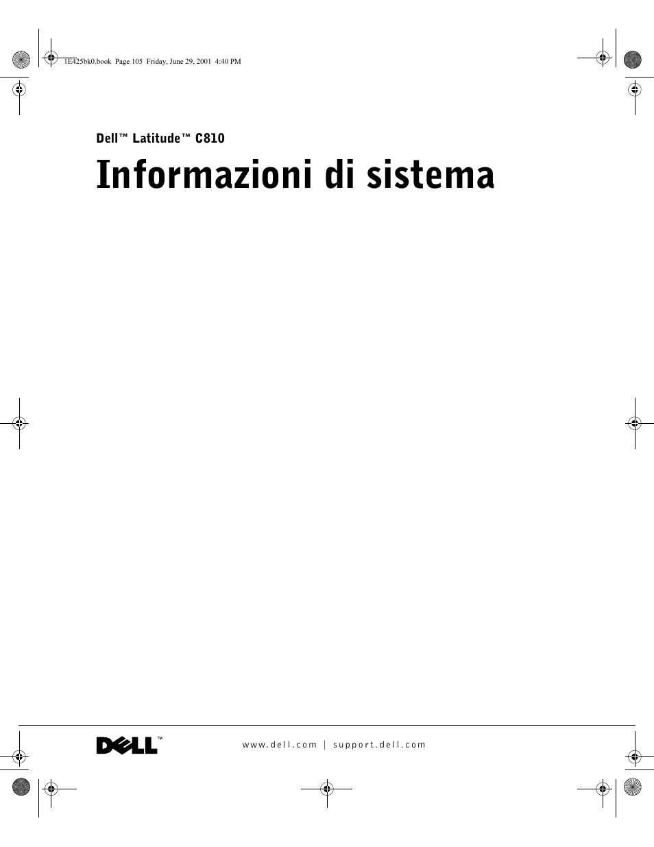 Informazioni di sistema | Dell Latitude C810 User Manual | Page 107 / 188