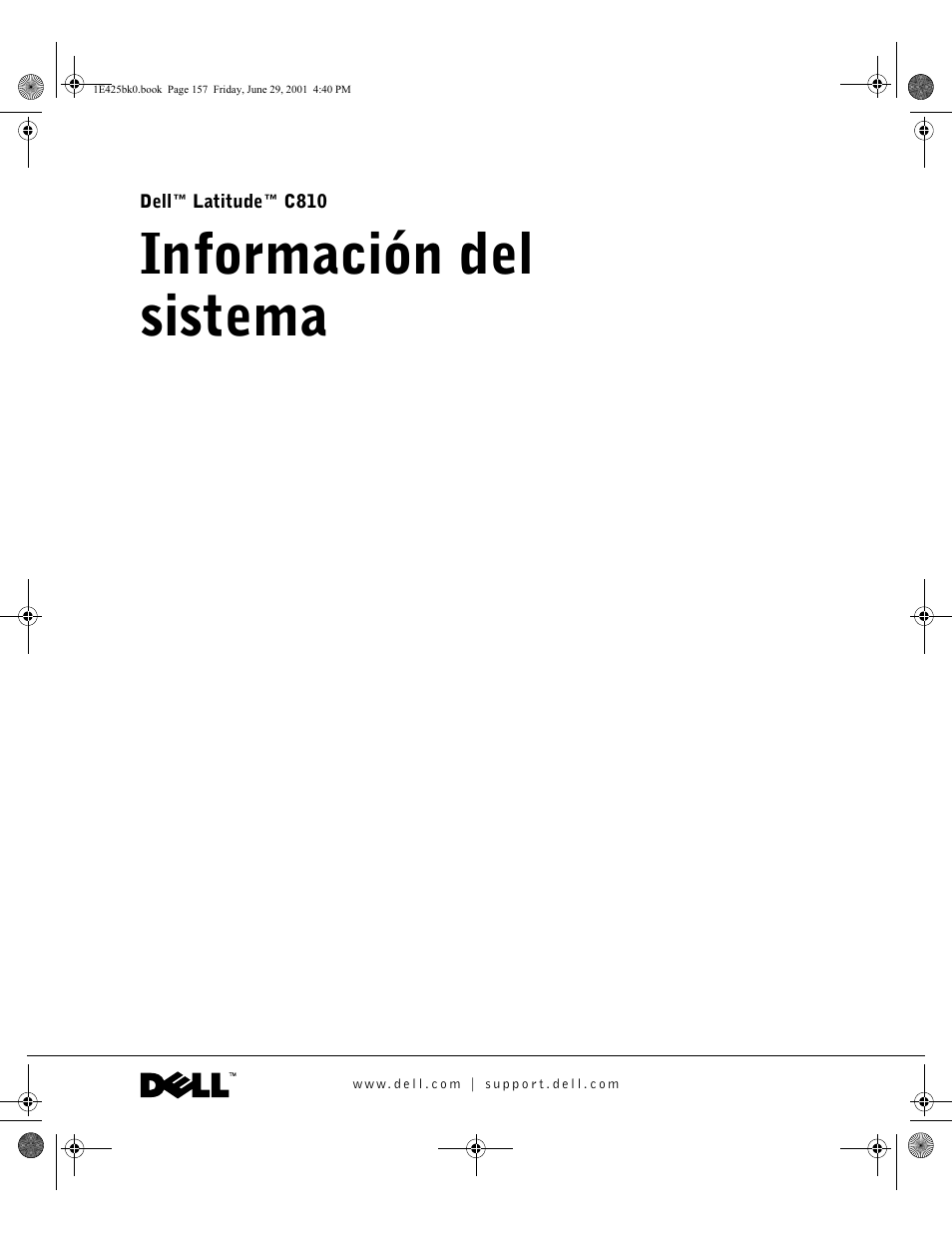 Información del sistema | Dell Latitude C810 User Manual | Page 159 / 188