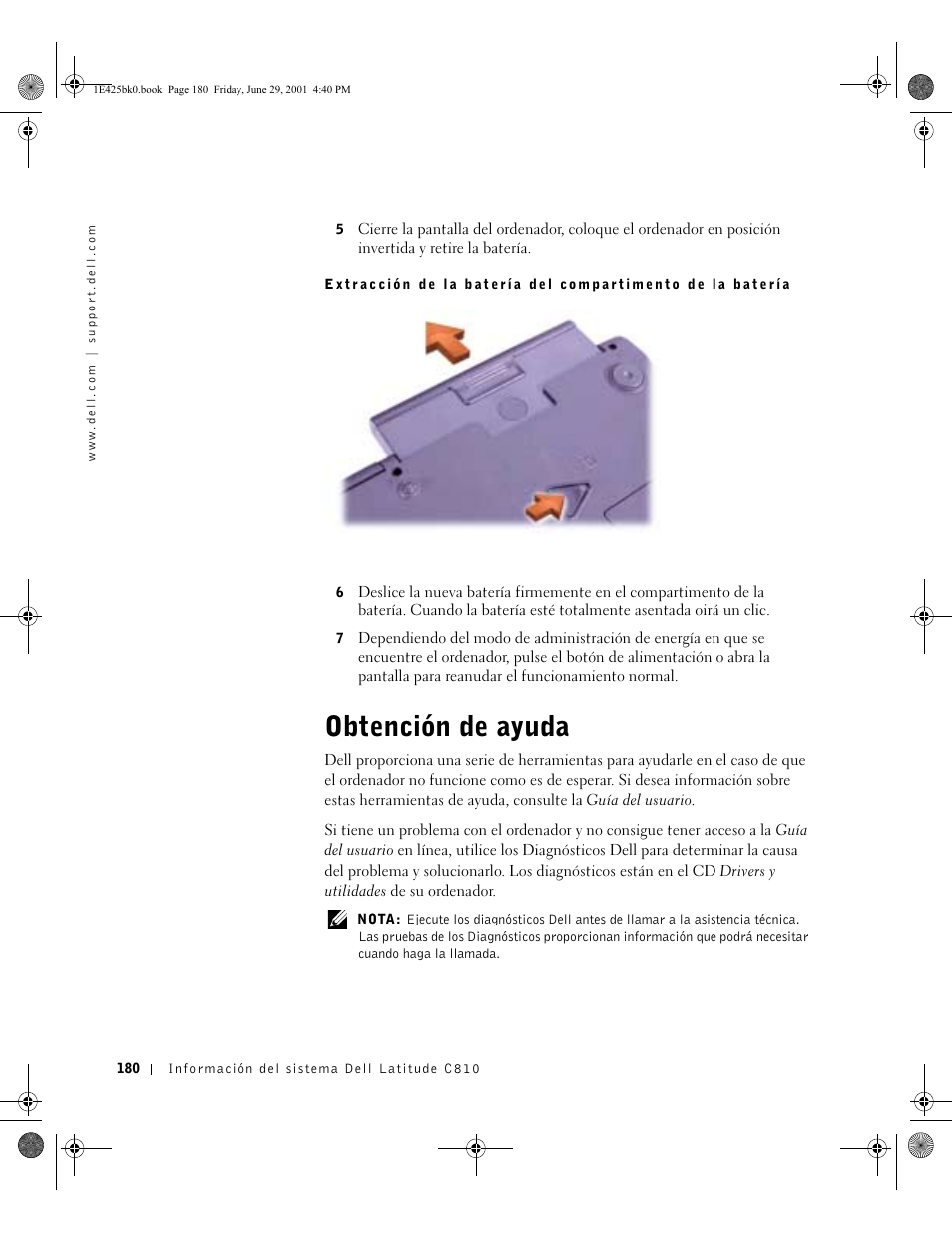 Obtención de ayuda | Dell Latitude C810 User Manual | Page 182 / 188