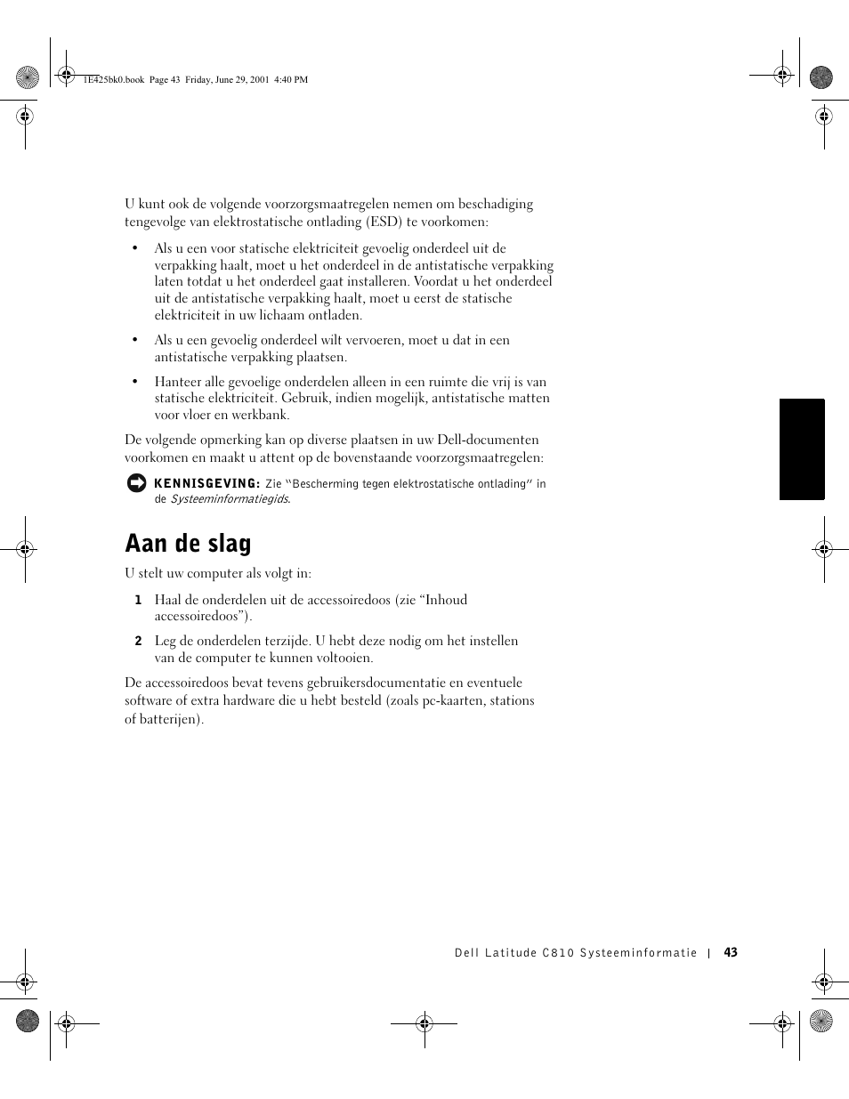 Aan de slag | Dell Latitude C810 User Manual | Page 45 / 188