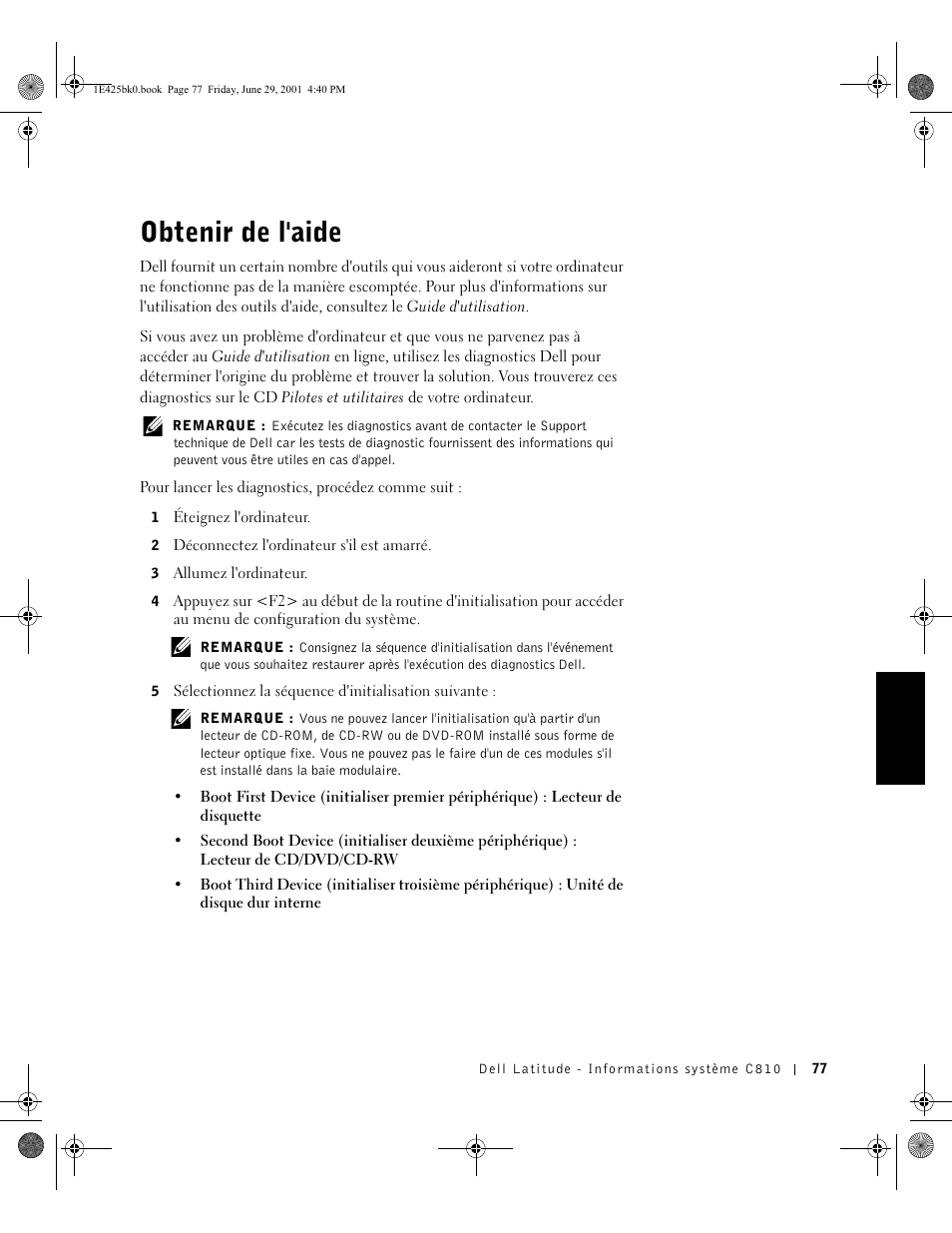 Obtenir de l'aide | Dell Latitude C810 User Manual | Page 79 / 188