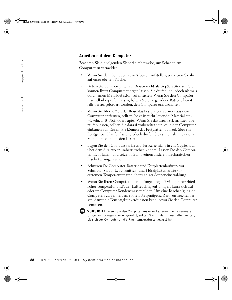 Arbeiten mit dem computer | Dell Latitude C810 User Manual | Page 90 / 188