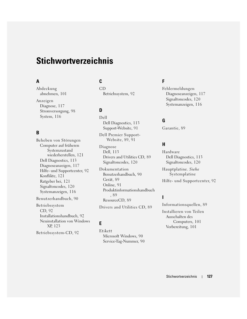 Stichwortverzeichnis | Dell OptiPlex 210L User Manual | Page 127 / 258