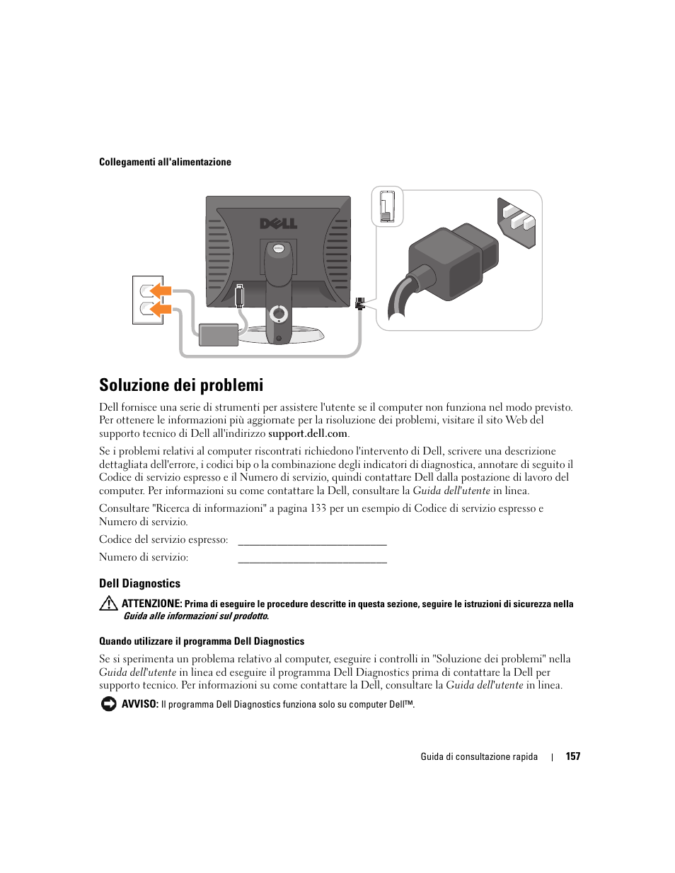 Soluzione dei problemi, Dell diagnostics | Dell OptiPlex 210L User Manual | Page 157 / 258