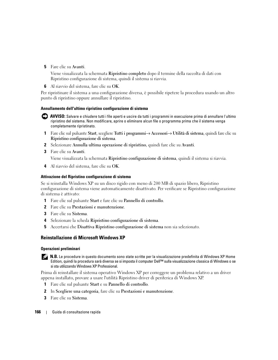 Reinstallazione di microsoft windows xp | Dell OptiPlex 210L User Manual | Page 166 / 258