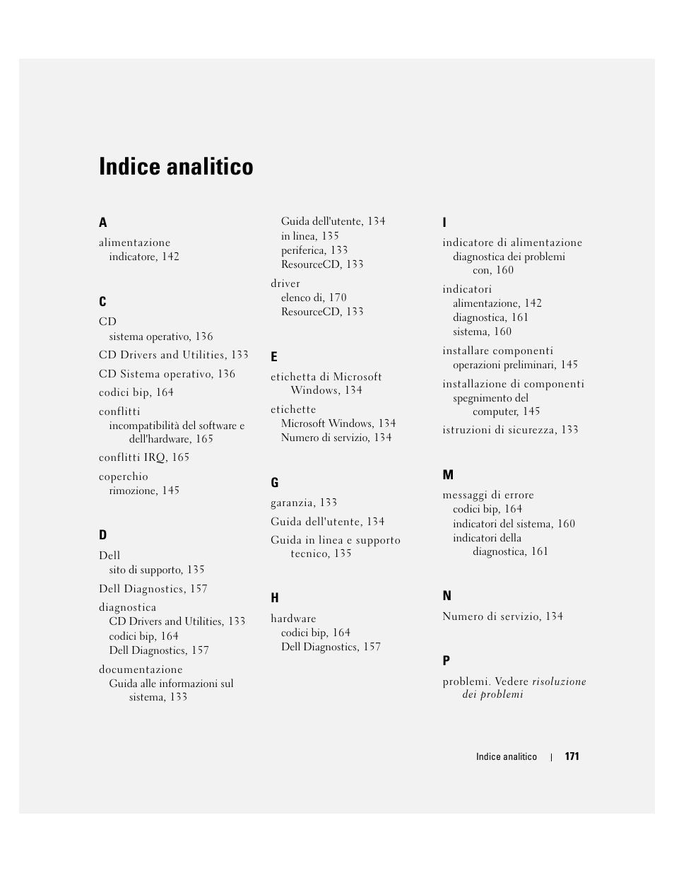 Indice analitico | Dell OptiPlex 210L User Manual | Page 171 / 258