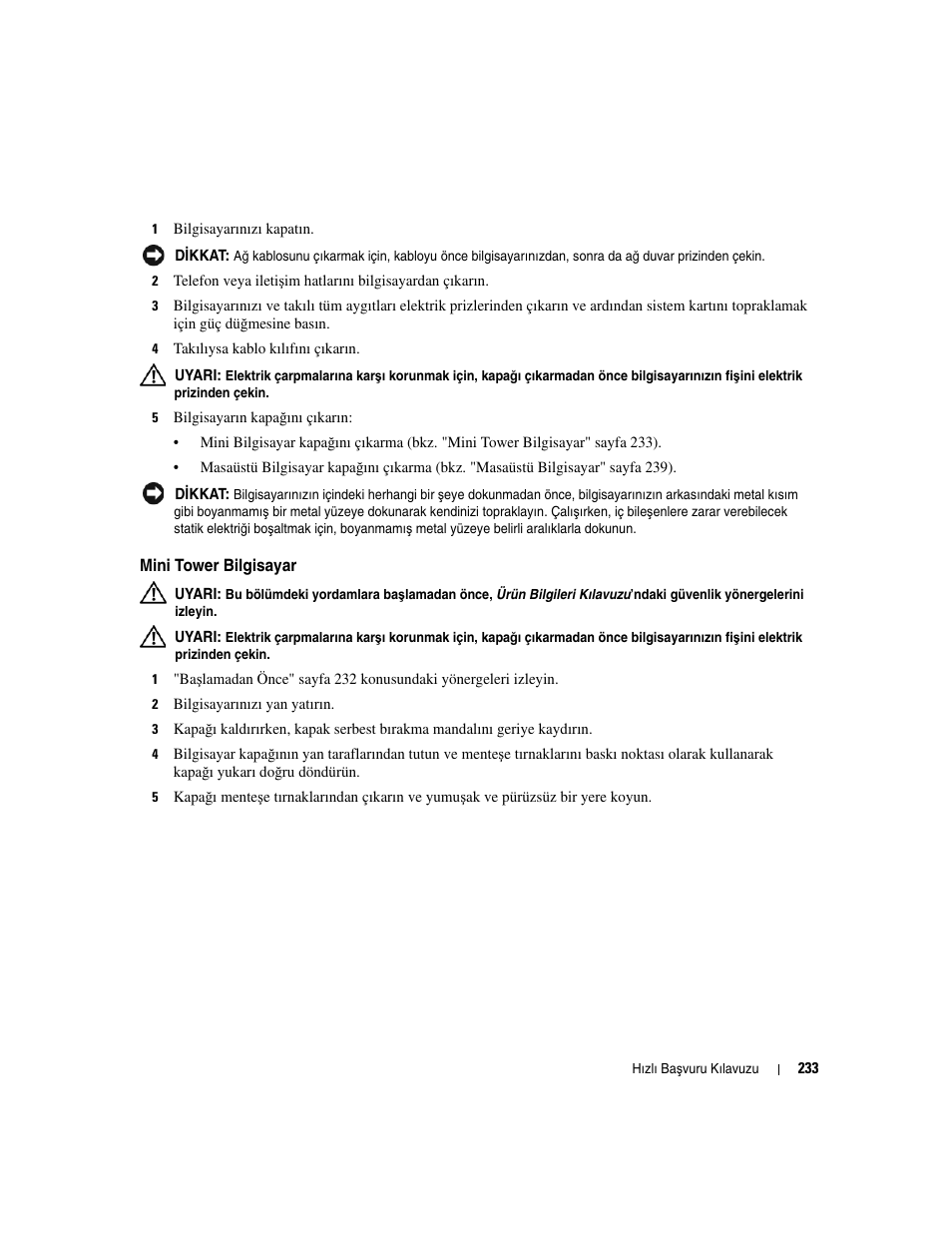 Mini tower bilgisayar | Dell OptiPlex 210L User Manual | Page 233 / 258