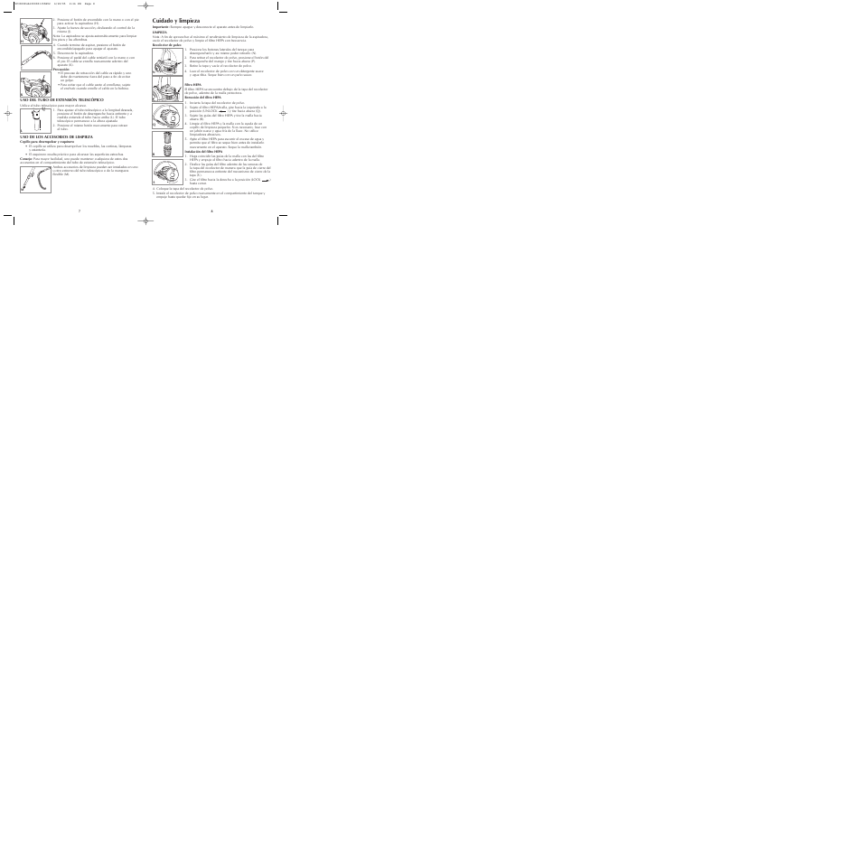 Cuidado y limpieza | Black & Decker VC3000 User Manual | Page 5 / 13