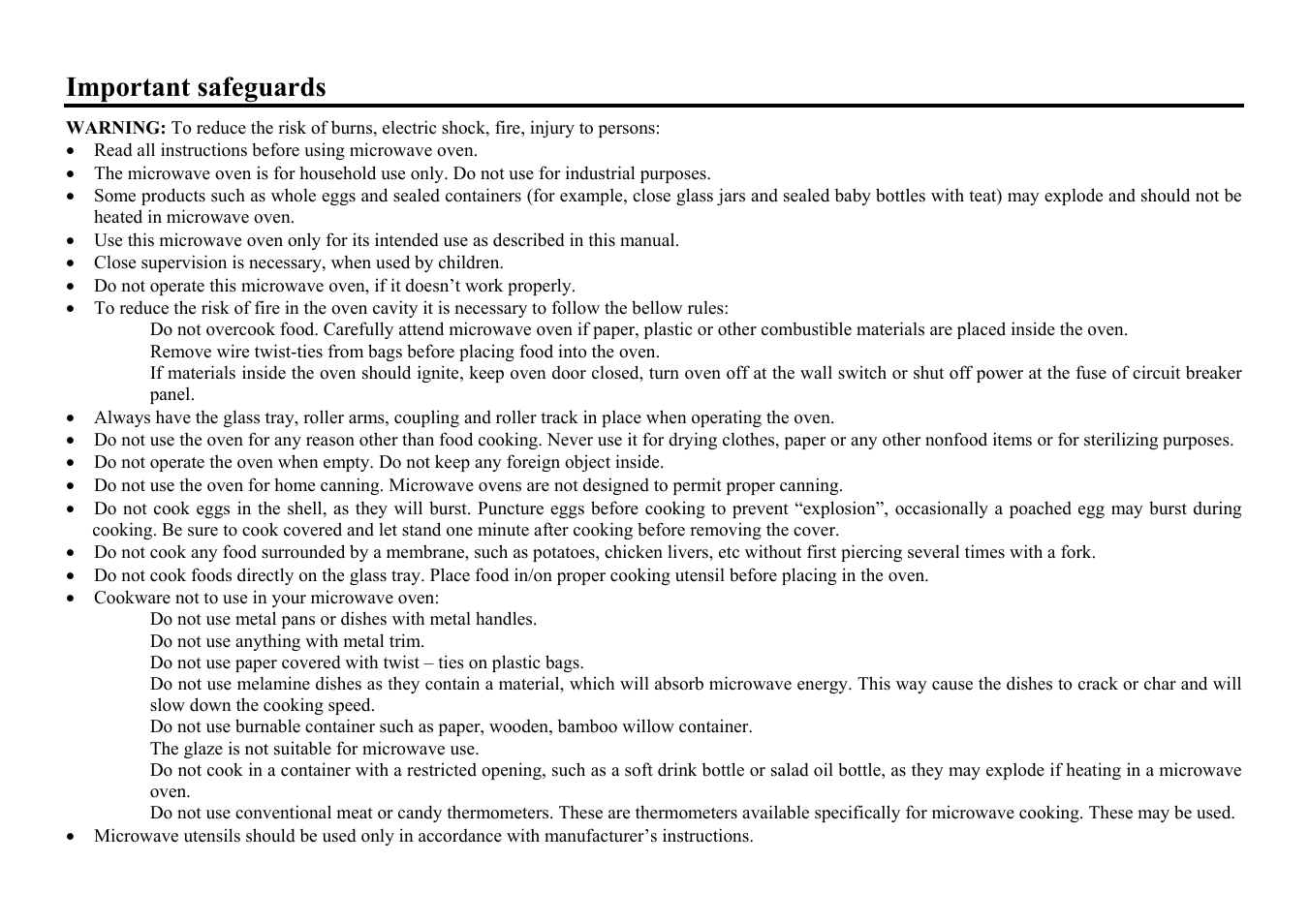 Important safeguards | Hyundai H-MW1120 User Manual | Page 3 / 22