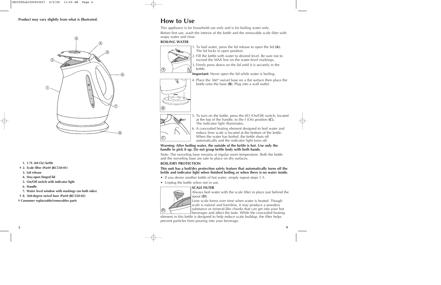 How to use | Black & Decker JKC550 User Manual | Page 3 / 11