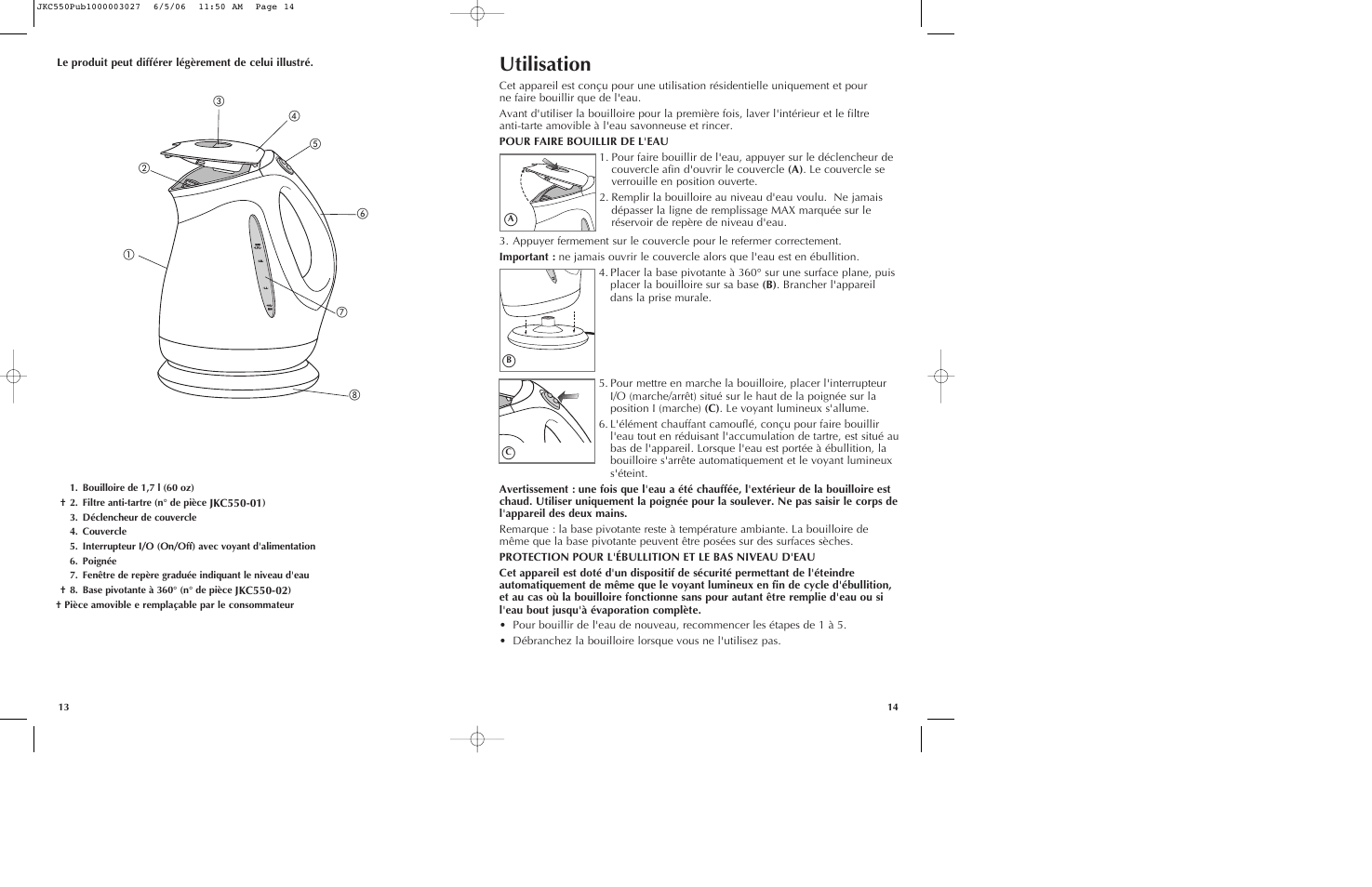 Utilisation | Black & Decker JKC550 User Manual | Page 8 / 11