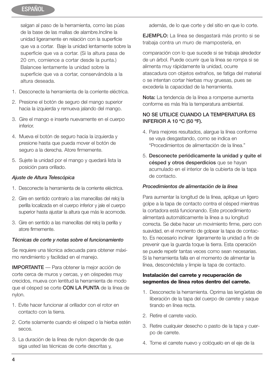 Español | Black & Decker GL300 User Manual | Page 4 / 10