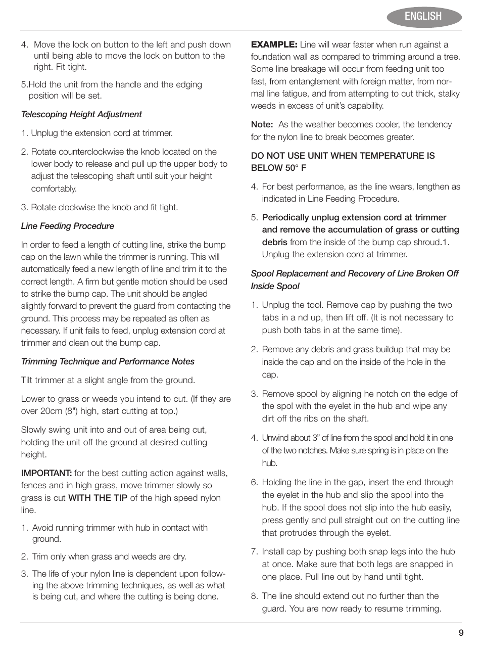 English | Black & Decker GL300 User Manual | Page 9 / 10